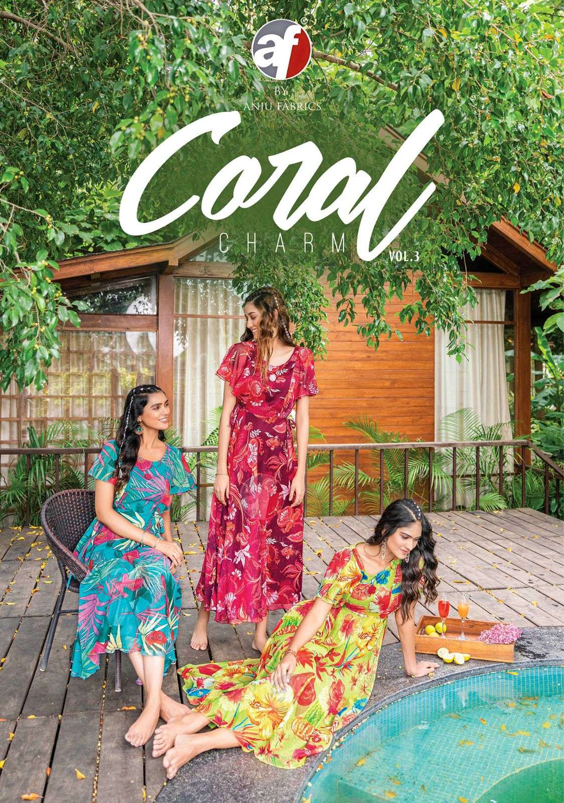 CORAL DESIGNER PRINTED VISCOSE PREMIUM GOWN