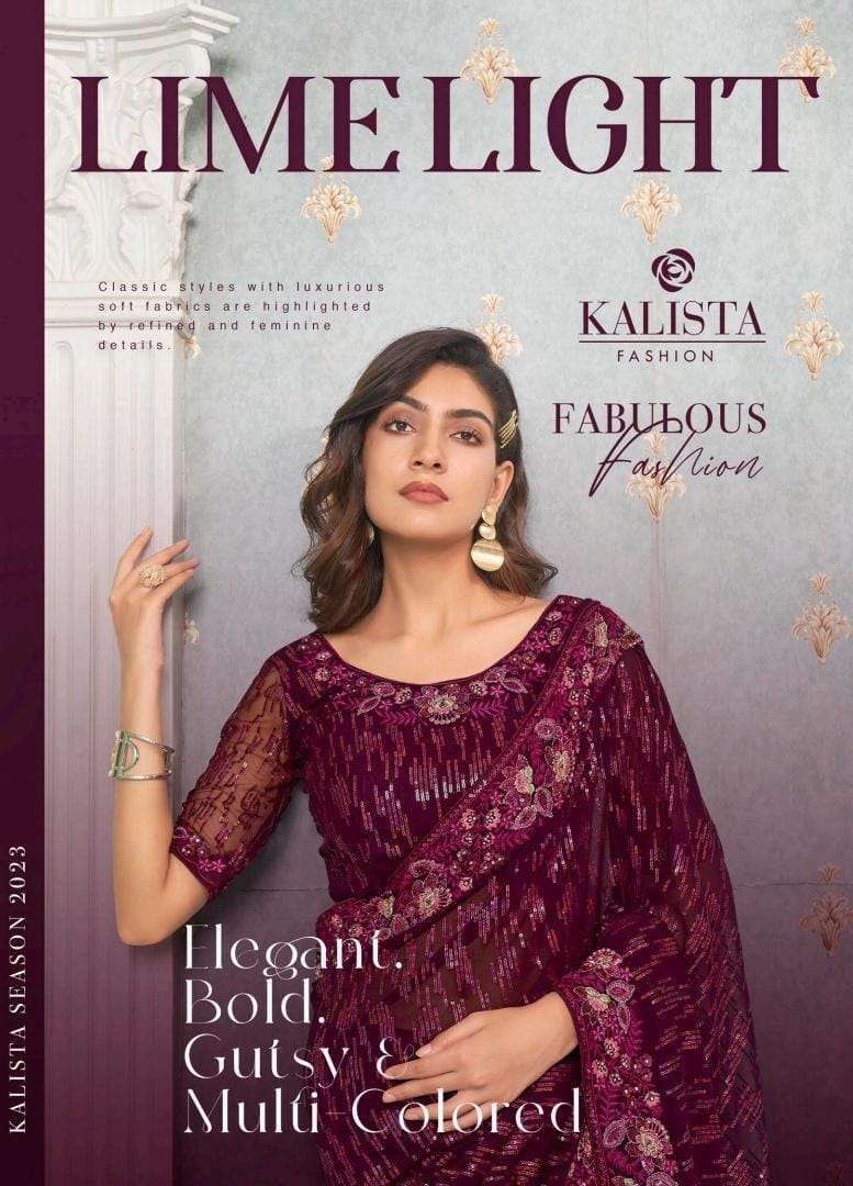 kalista lime light series 20001-20006 faux georgette saree