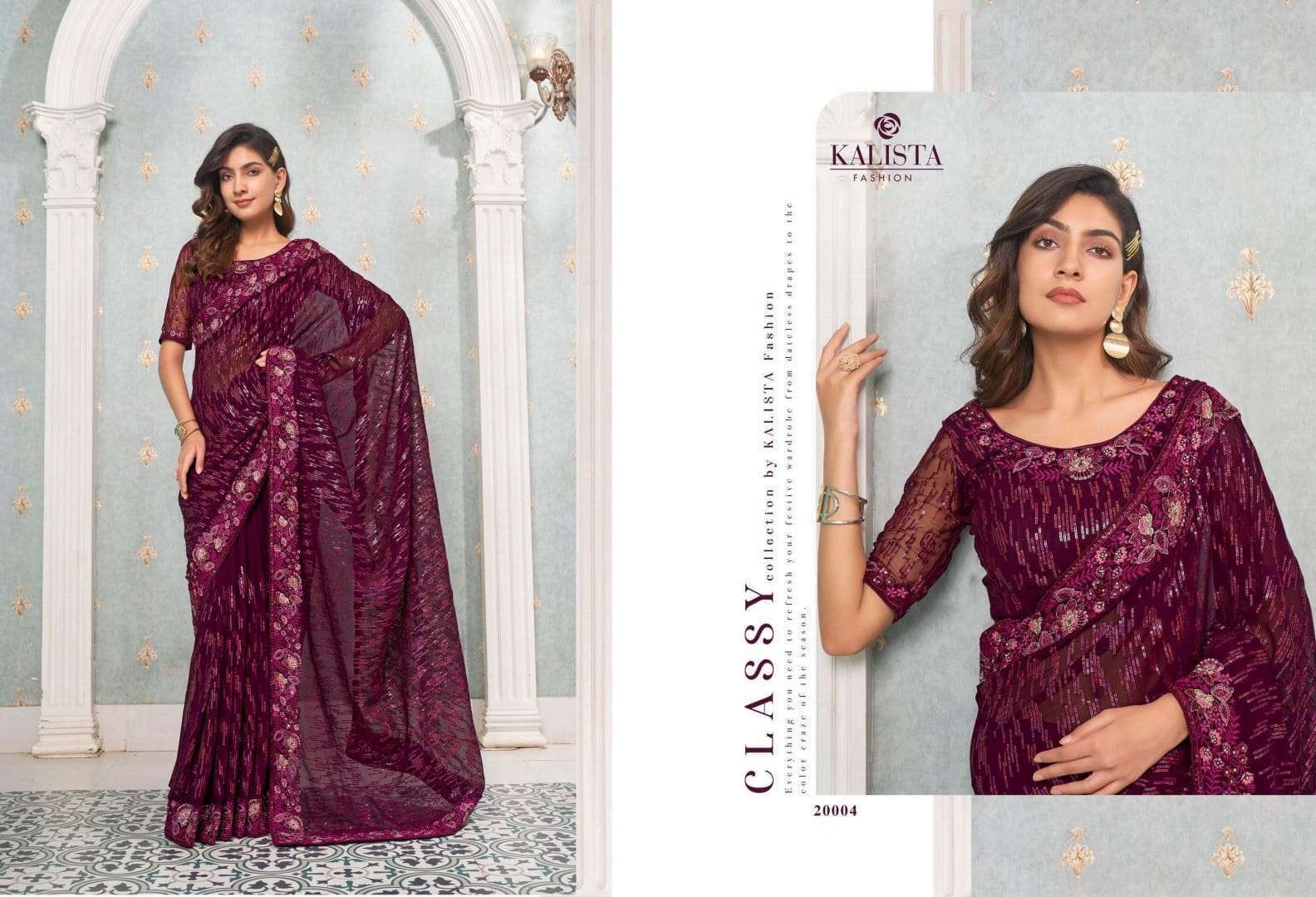 kalista lime light series 20001-20006 faux georgette saree