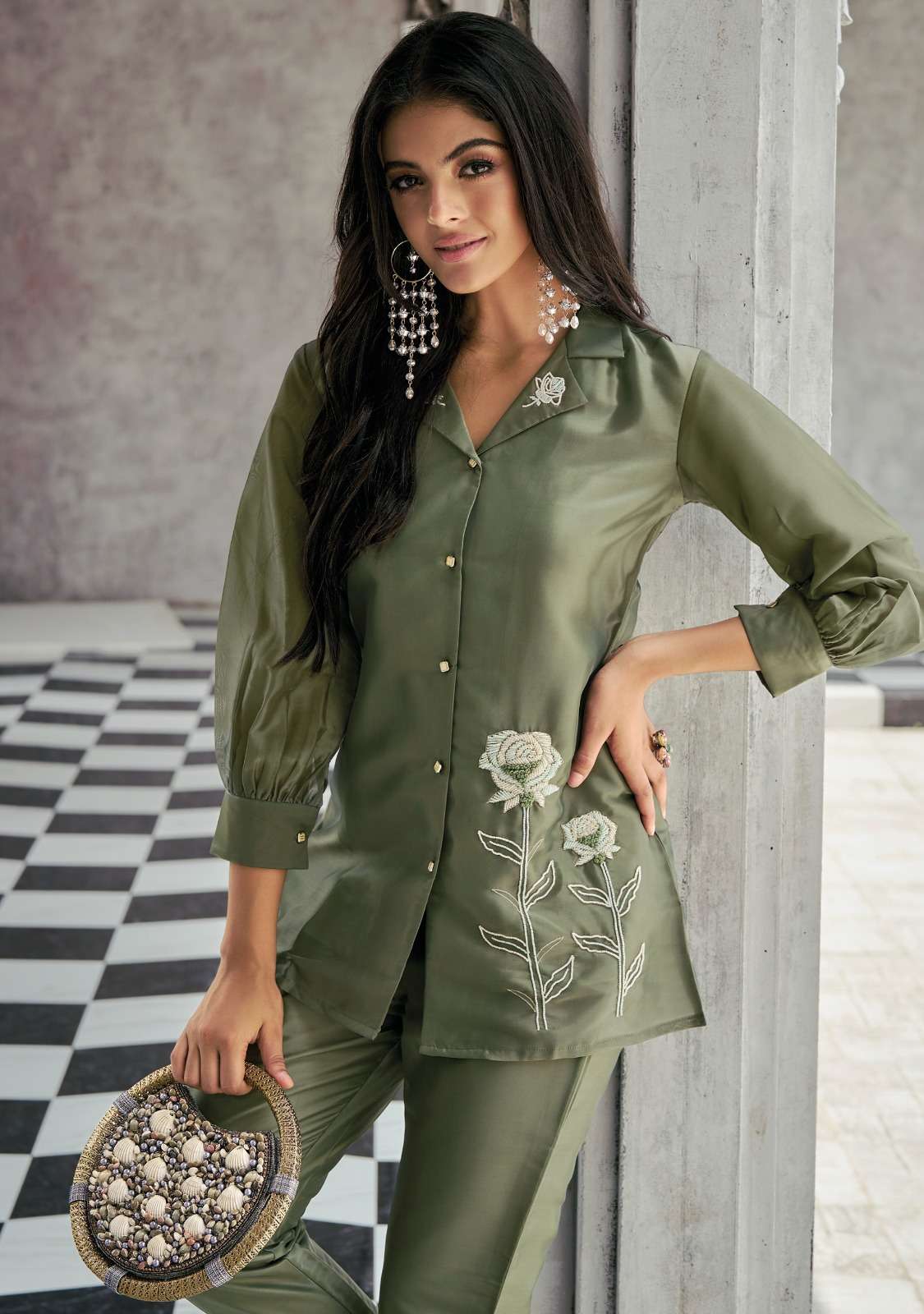 lady leela Pure Handwork on Viscose Organza co ord set