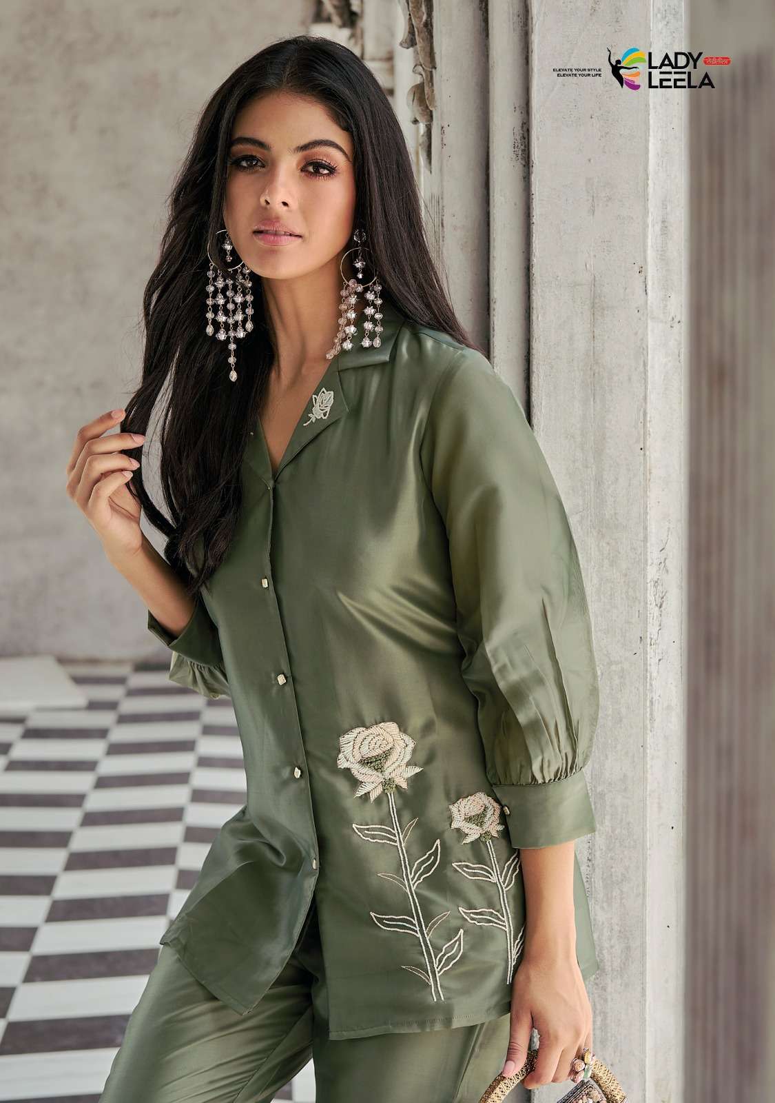 lady leela Pure Handwork on Viscose Organza co ord set