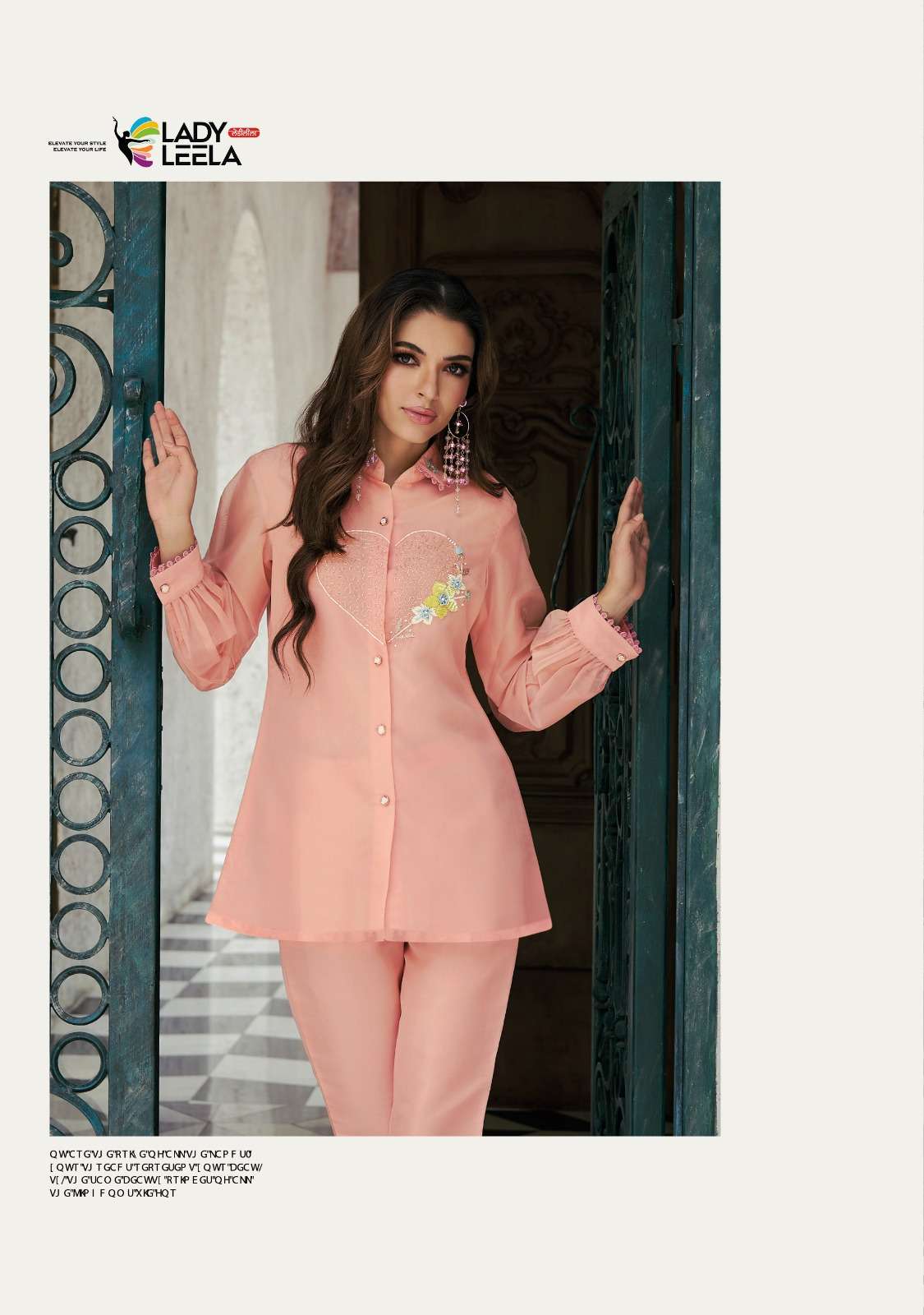 lady leela Pure Handwork on Viscose Organza co ord set