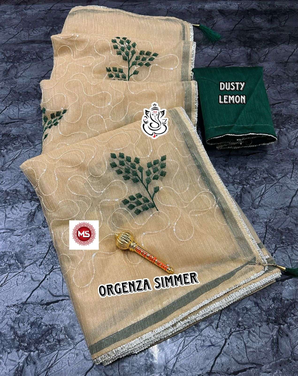 ms brand designer Orgenza simmer fully multi sequinâ€™s embroidery work saree