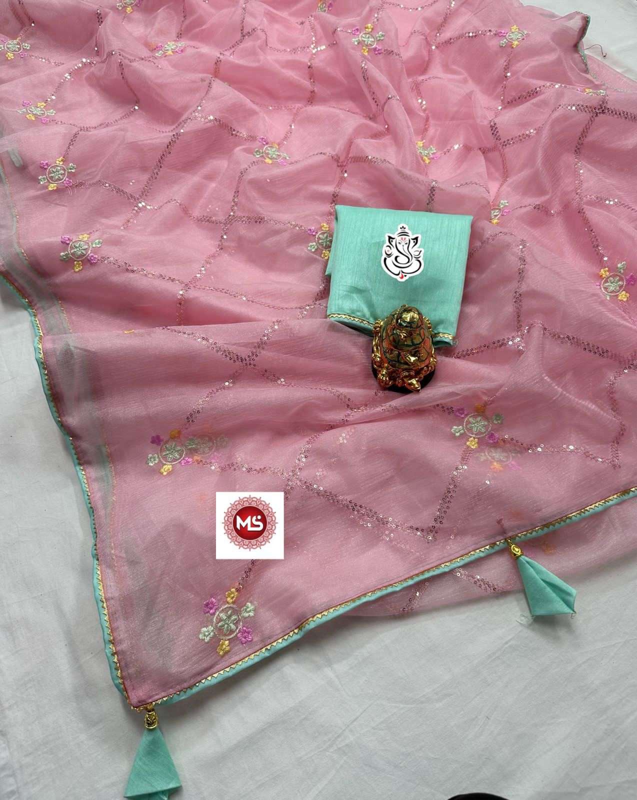 ms brand designer soft organza saree