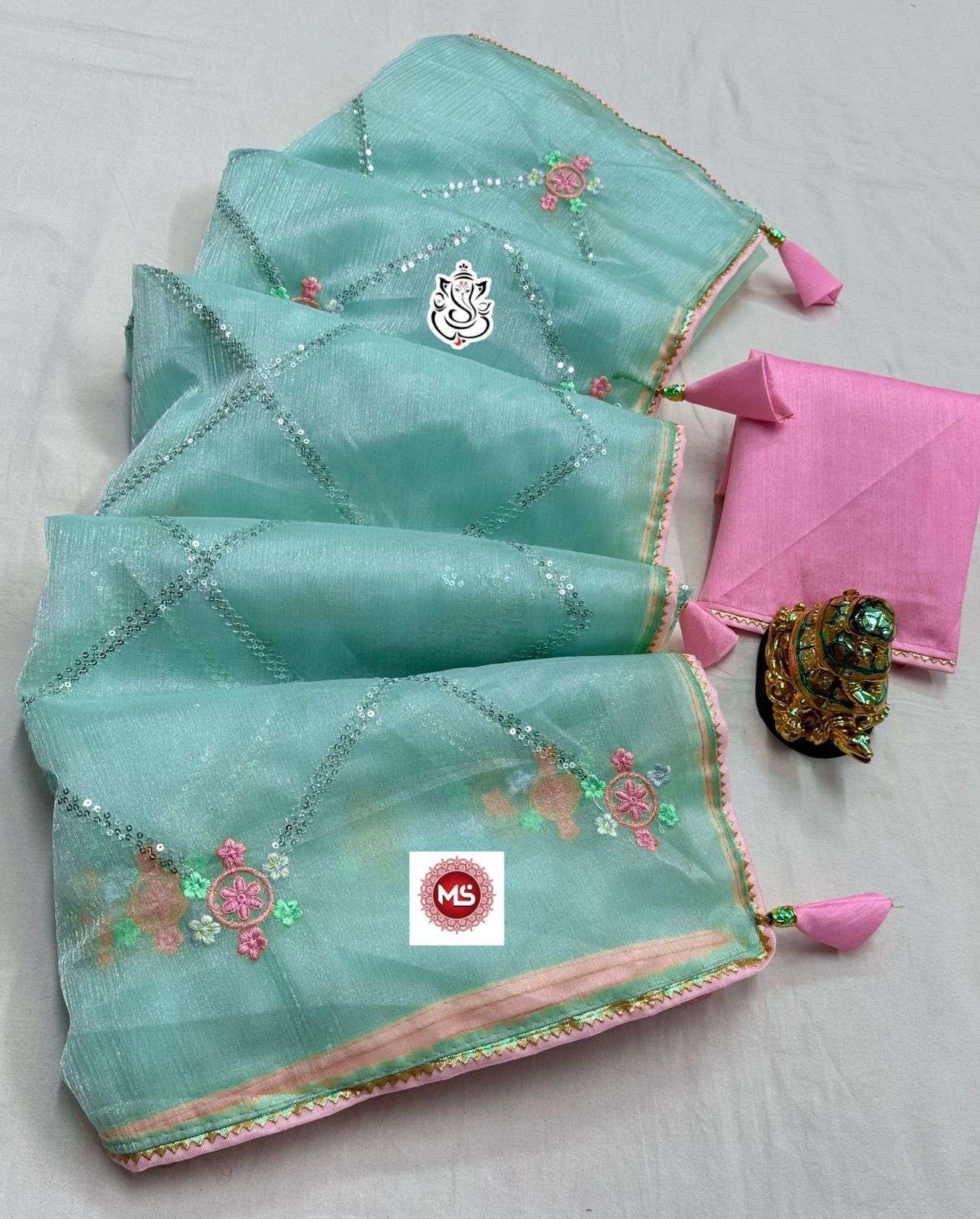 ms brand designer soft organza saree