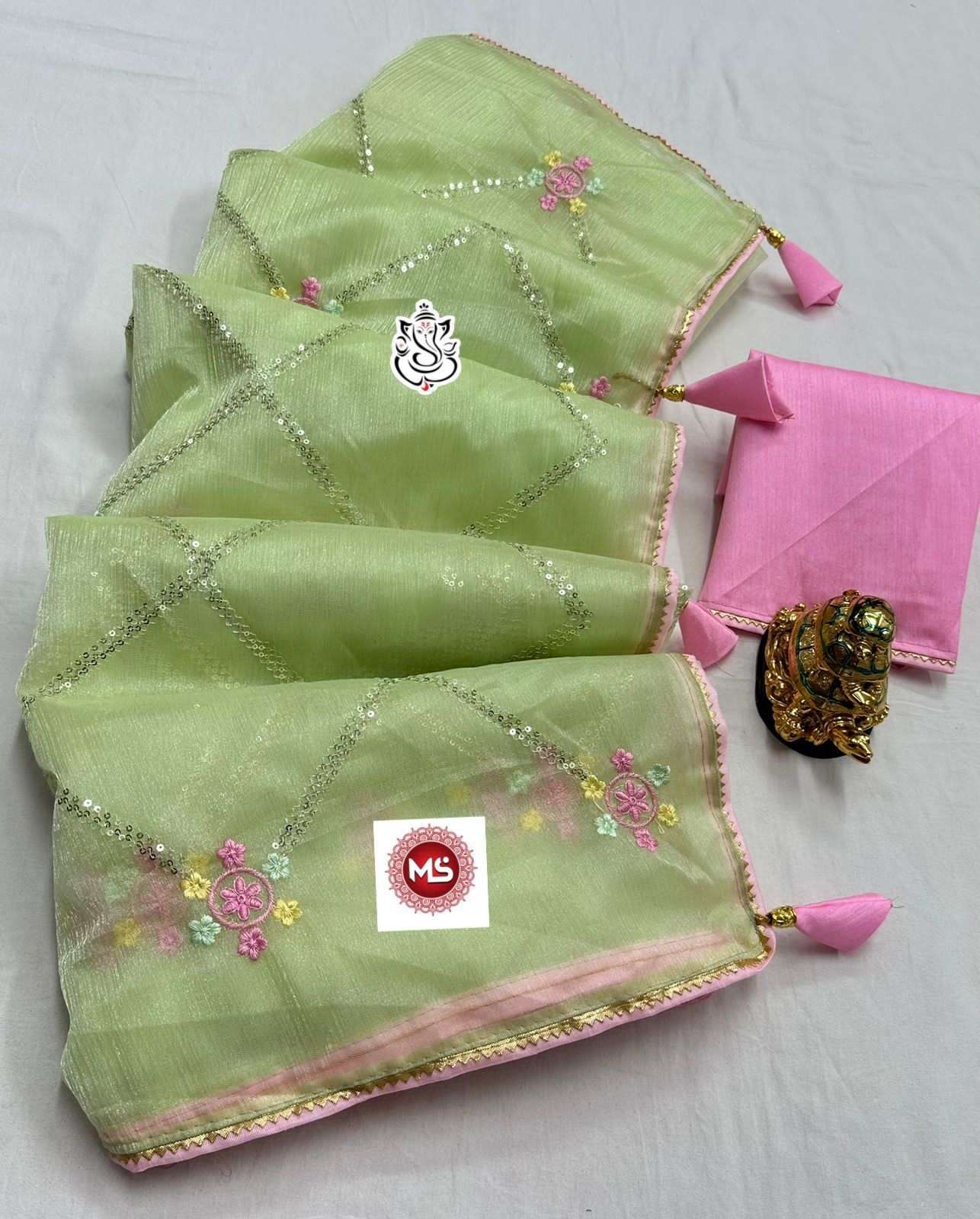 ms brand designer soft organza saree