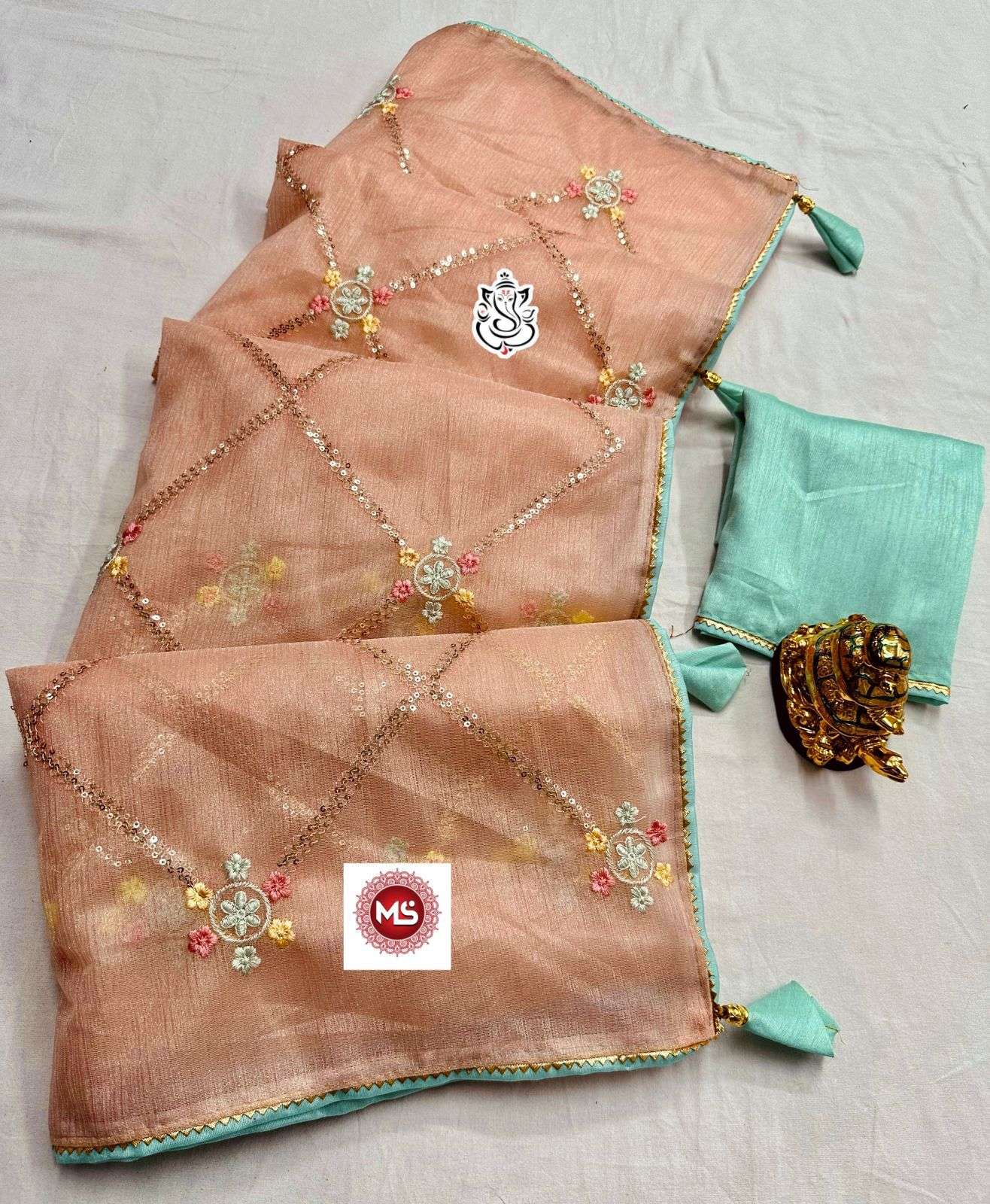 ms brand designer soft organza saree