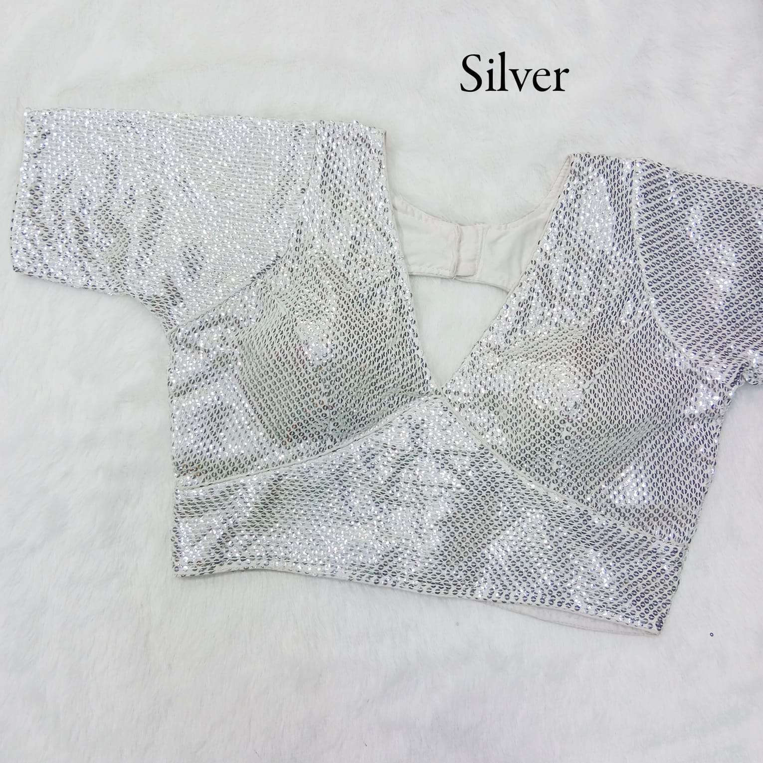 pr heavy sequence double hook katori georgette work blouse