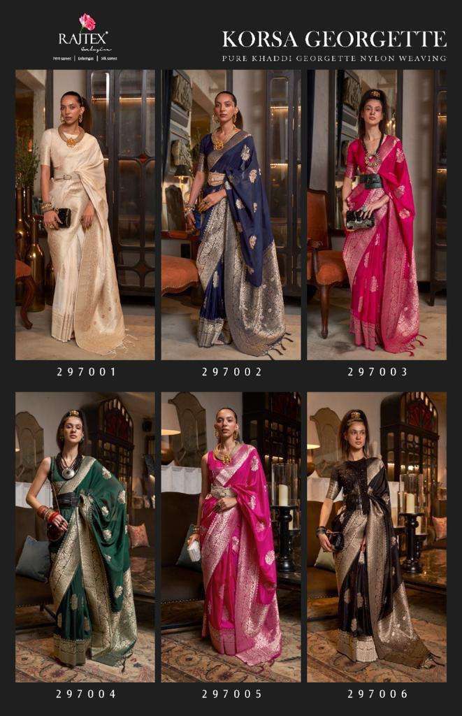 rajtex korsa georgette series 297001-297006 pure georgette saree
