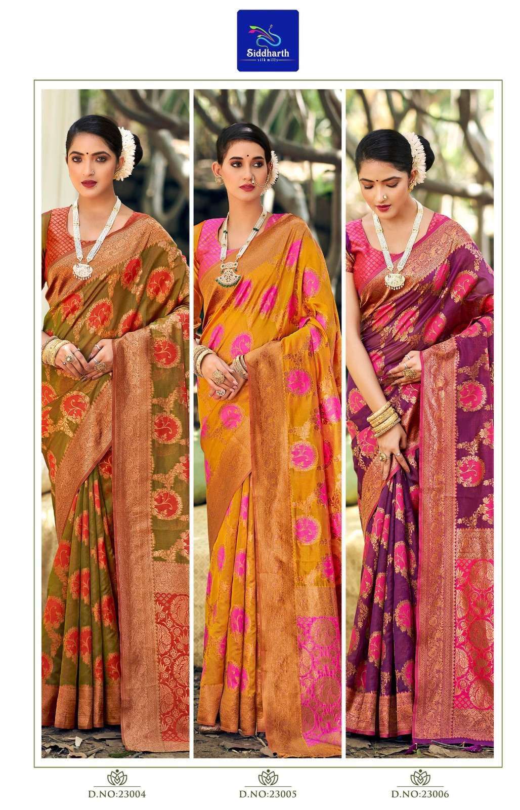 siddharth silk mills silk coromandel series 23001-23006 silk base saree