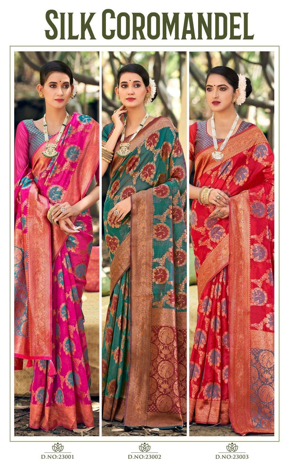 siddharth silk mills silk coromandel series 23001-23006 silk base saree