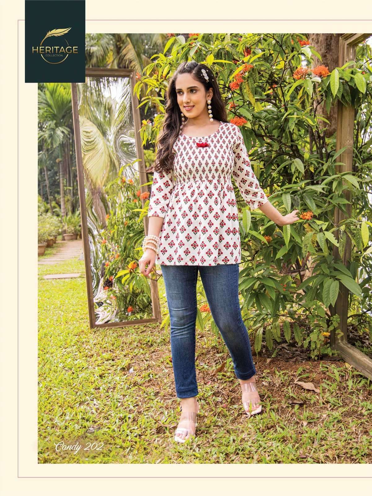 heritage candy vol 2 series 201-207 rayon slub kurti