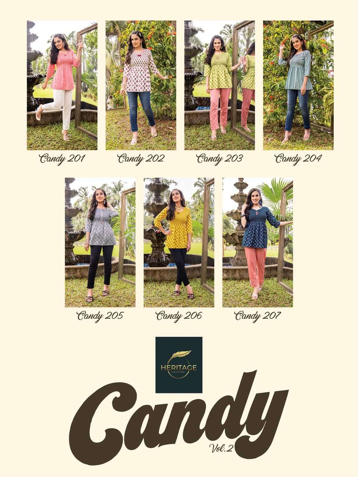 heritage candy vol 2 series 201-207 rayon slub kurti