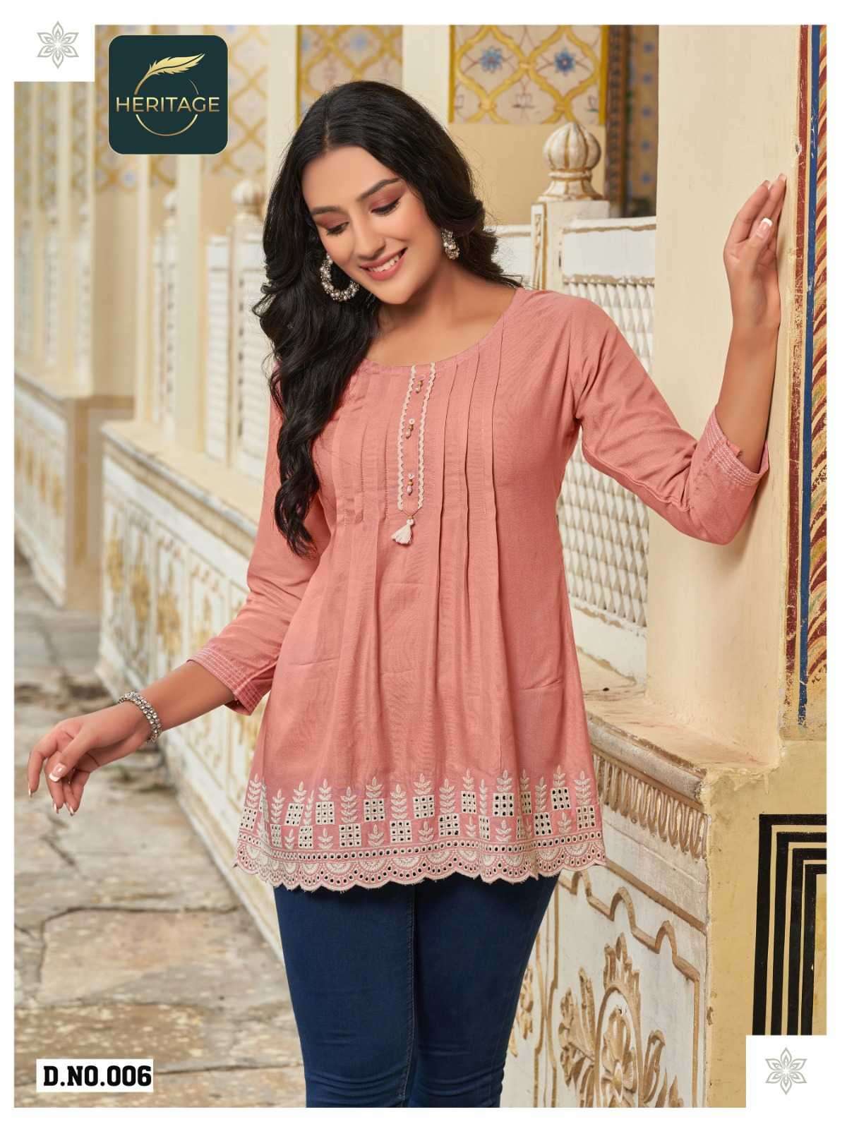 heritage creation cherry series 001-006 rayon kurti