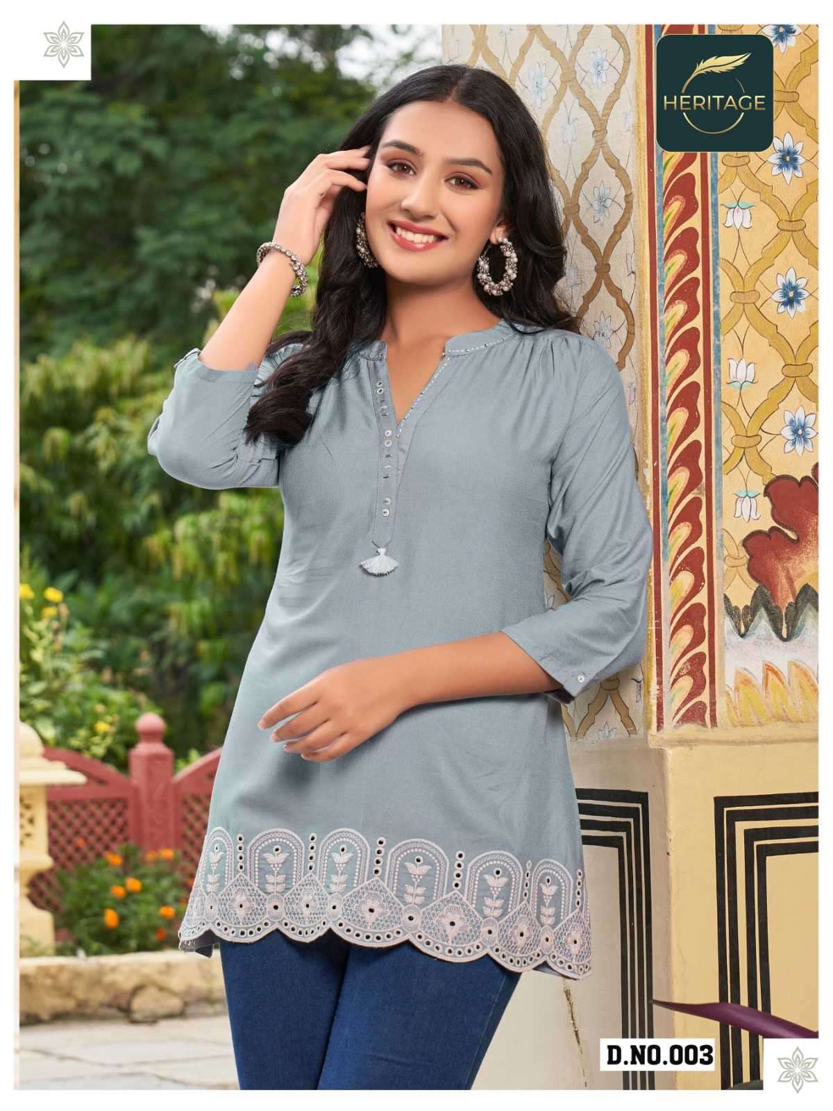 heritage creation cherry series 001-006 rayon kurti