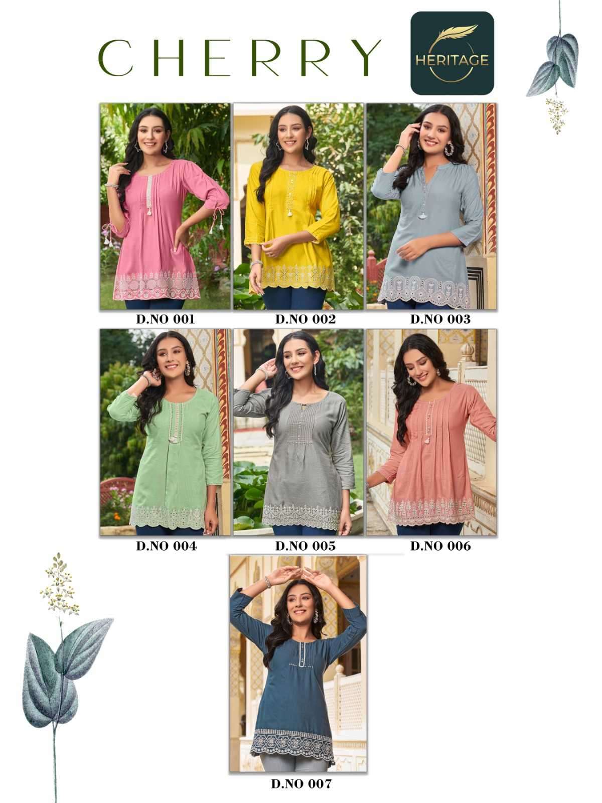 heritage creation cherry series 001-006 rayon kurti