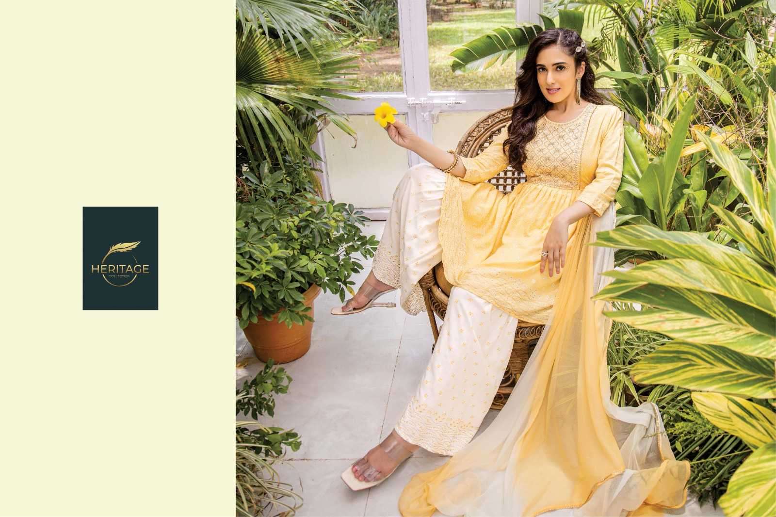 heritage creation noor series 101-106 rayon slub suit