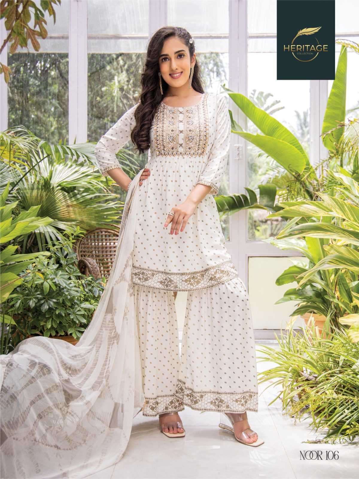 heritage creation noor series 101-106 rayon slub suit