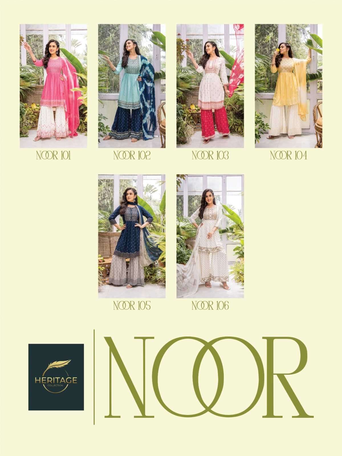 heritage creation noor series 101-106 rayon slub suit