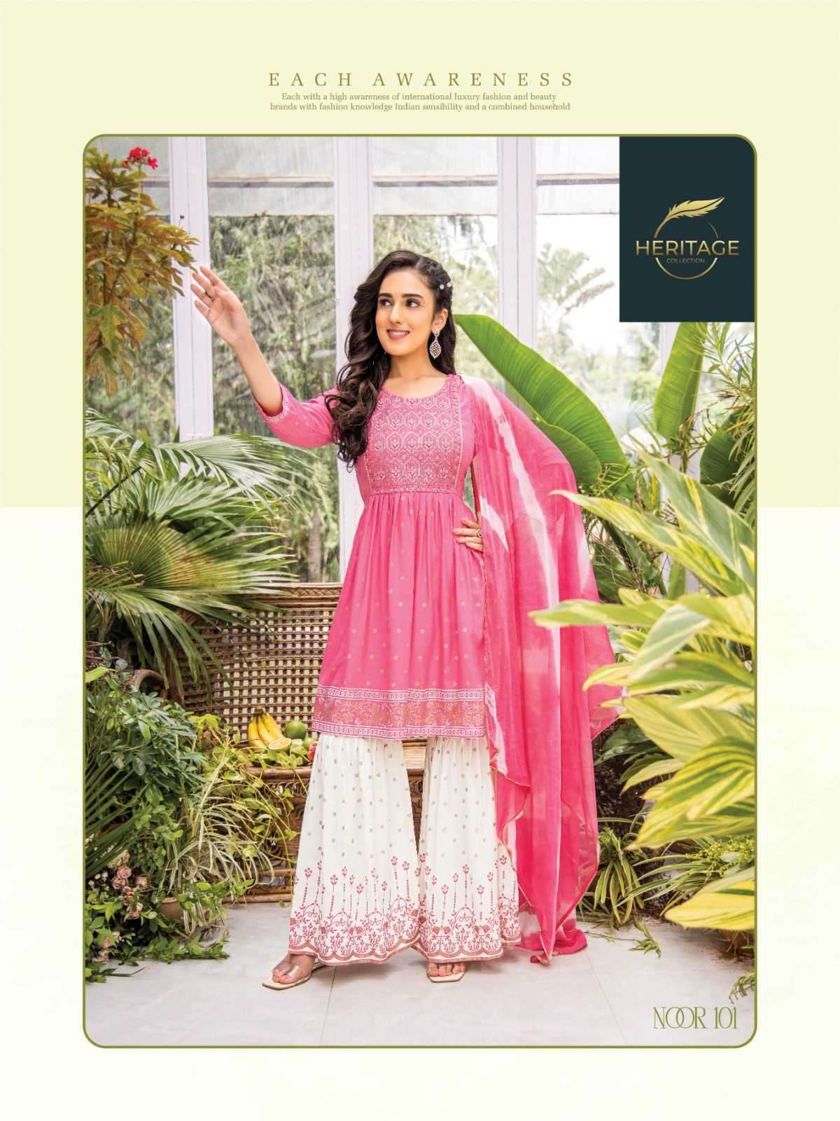heritage creation noor series 101-106 rayon slub suit