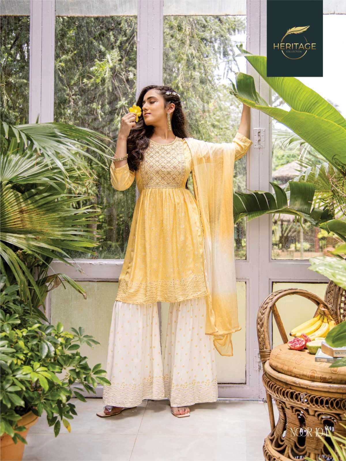heritage creation noor series 101-106 rayon slub suit