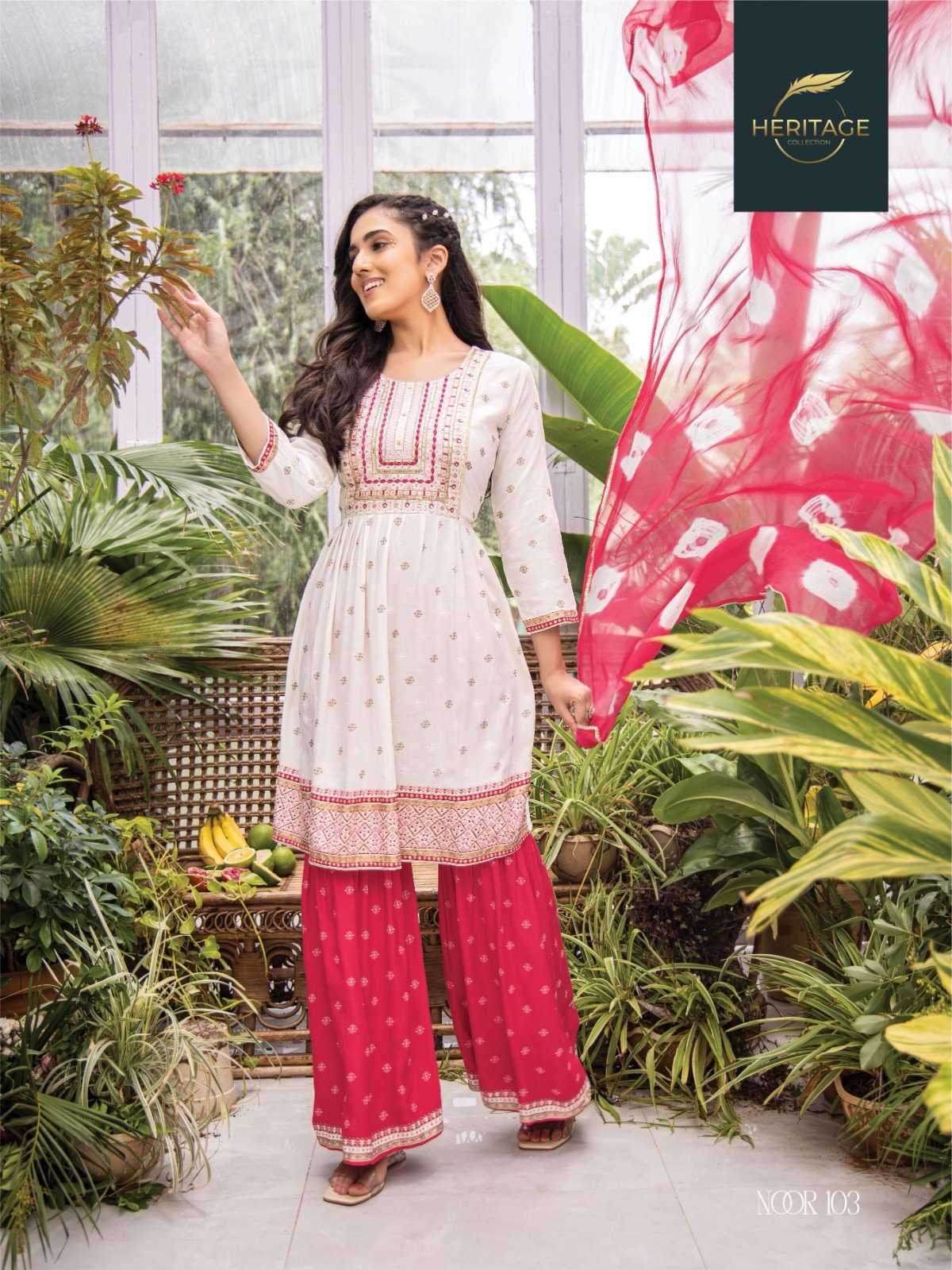 heritage creation noor series 101-106 rayon slub suit