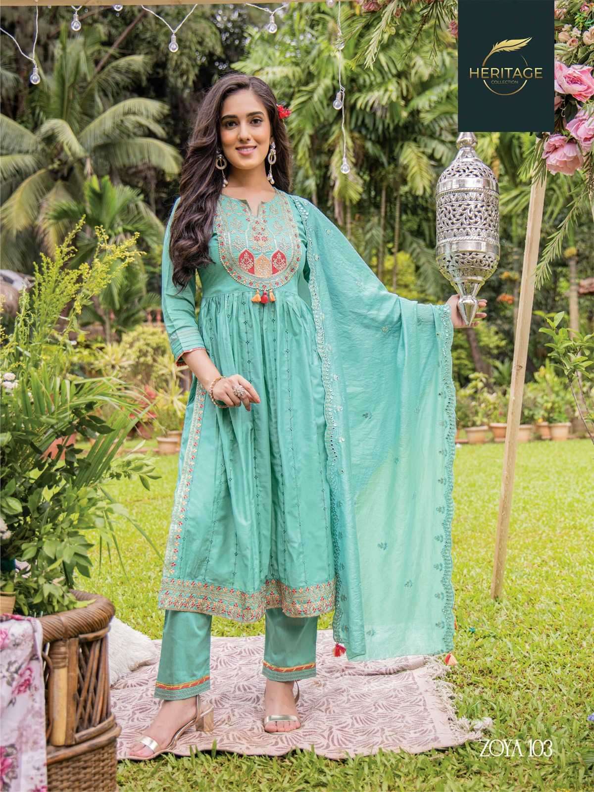 heritage creation zoya series 101-105 premium chanderi silk suit 