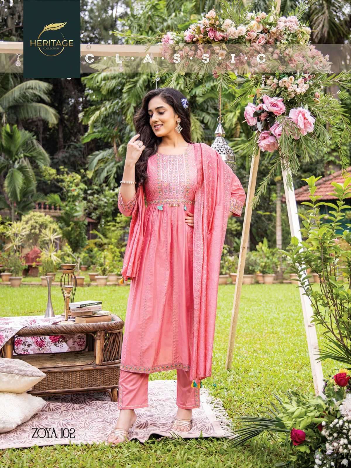 heritage creation zoya series 101-105 premium chanderi silk suit 