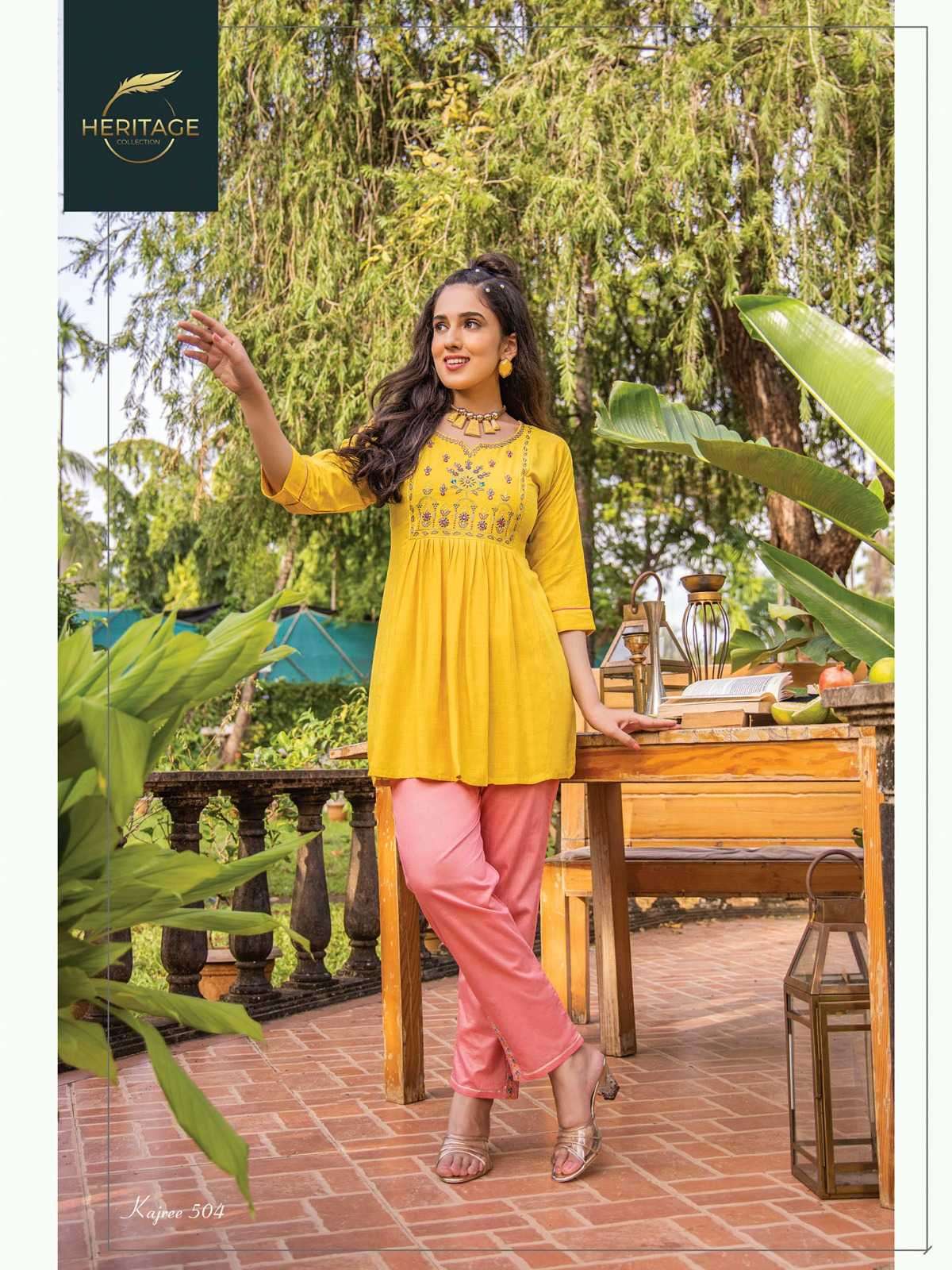 heritage kajree vol 5 series 501-508 rayon slub kurti