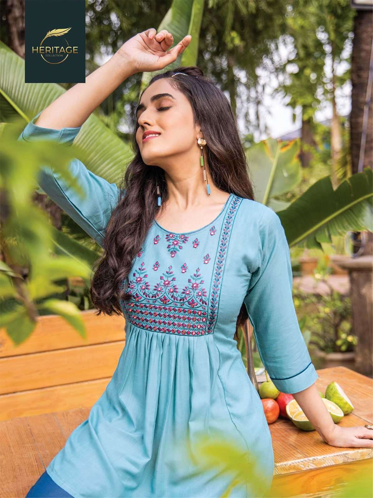 heritage kajree vol 5 series 501-508 rayon slub kurti