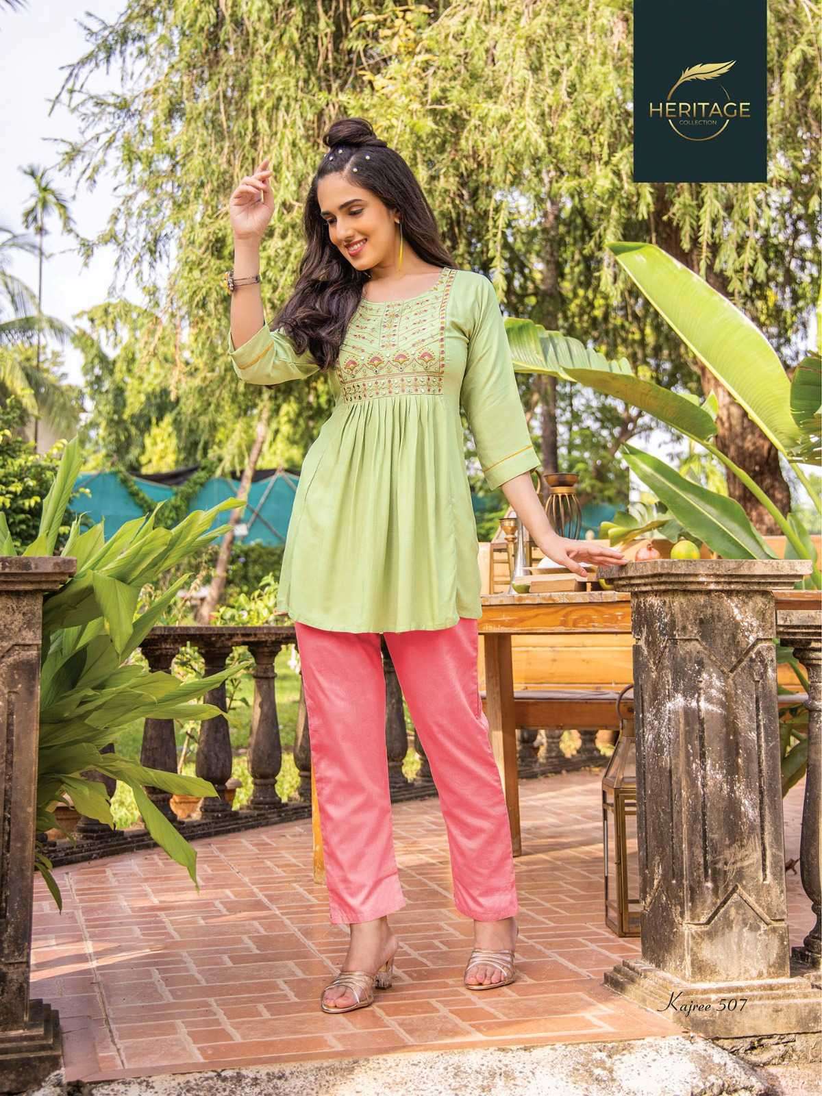 heritage kajree vol 5 series 501-508 rayon slub kurti