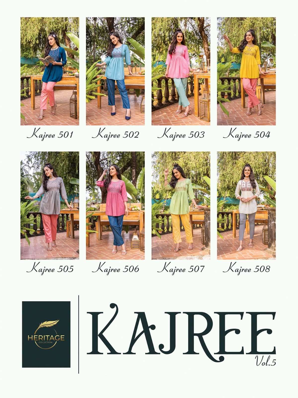 heritage kajree vol 5 series 501-508 rayon slub kurti