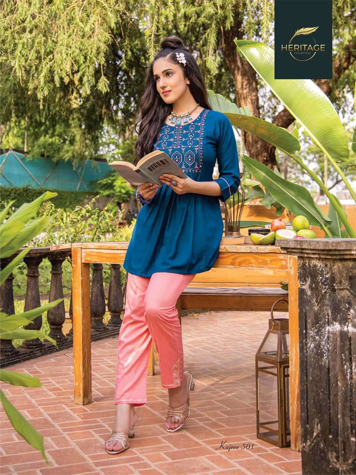 heritage kajree vol 5 series 501-508 rayon slub kurti