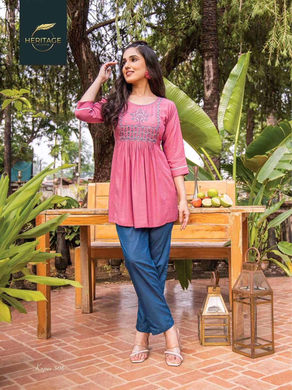 heritage kajree vol 5 series 501-508 rayon slub kurti