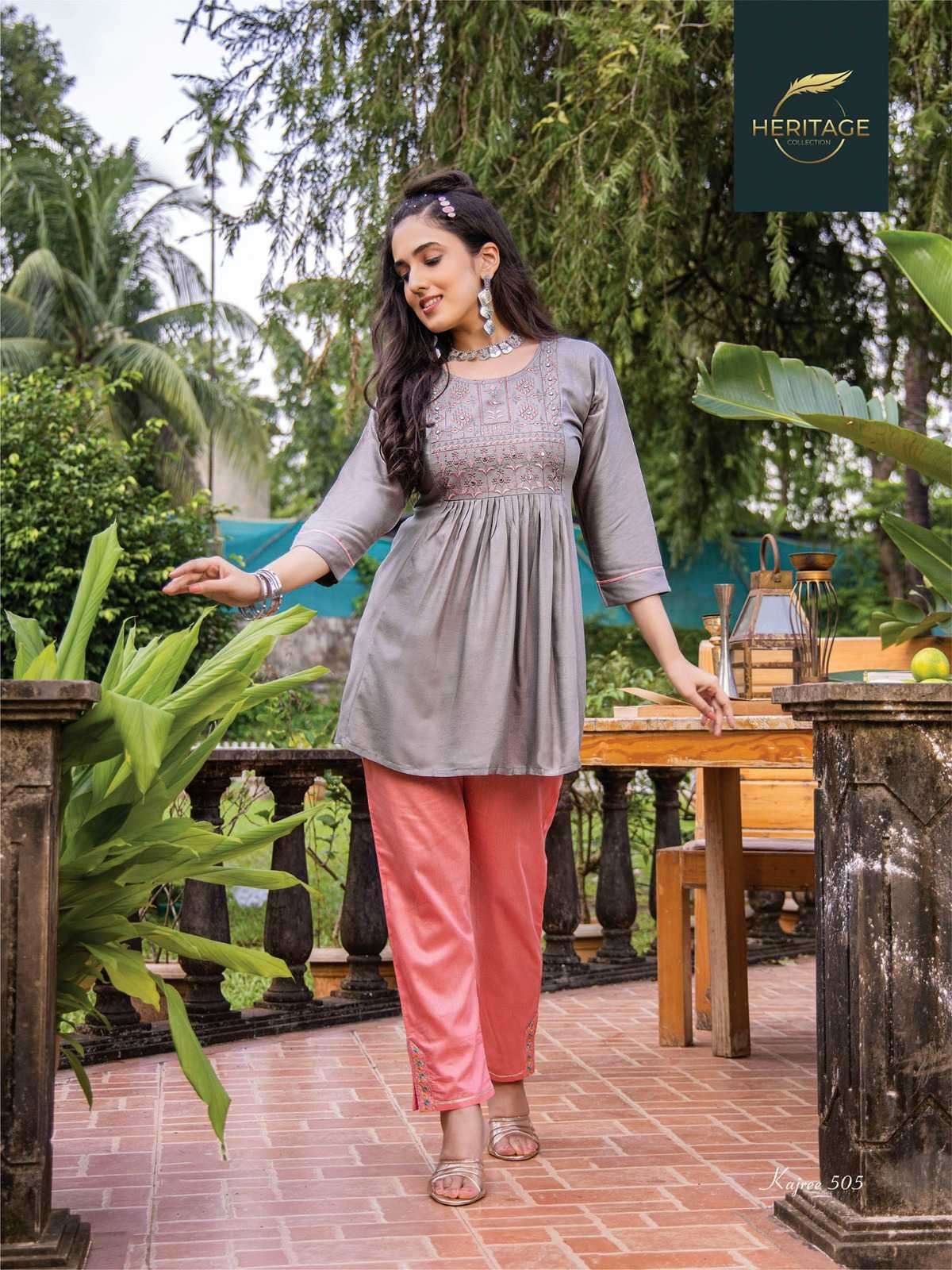 heritage kajree vol 5 series 501-508 rayon slub kurti