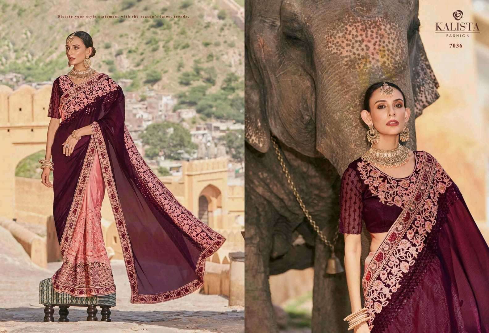 kalista fashions khwaab vol 22 series 7031-7036 Satin Organza saree