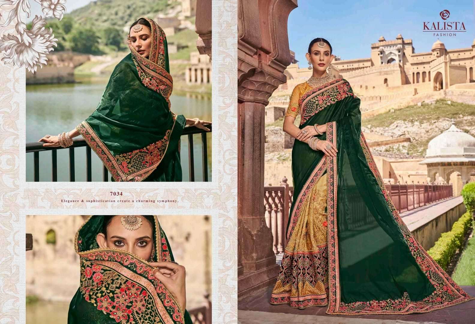 kalista fashions khwaab vol 22 series 7031-7036 Satin Organza saree