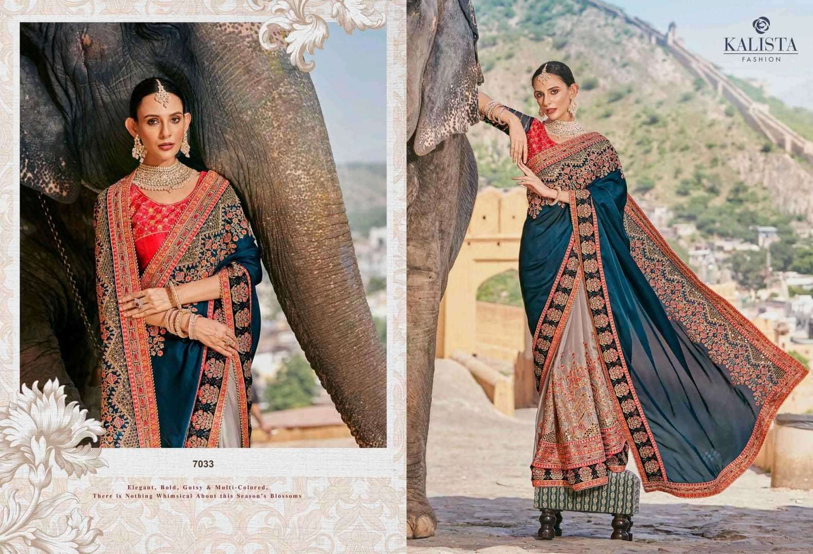 kalista fashions khwaab vol 22 series 7031-7036 Satin Organza saree