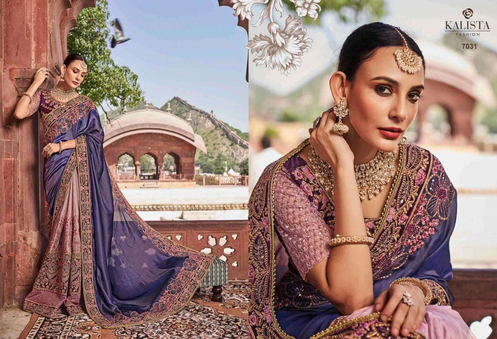 kalista fashions khwaab vol 22 series 7031-7036 Satin Organza saree
