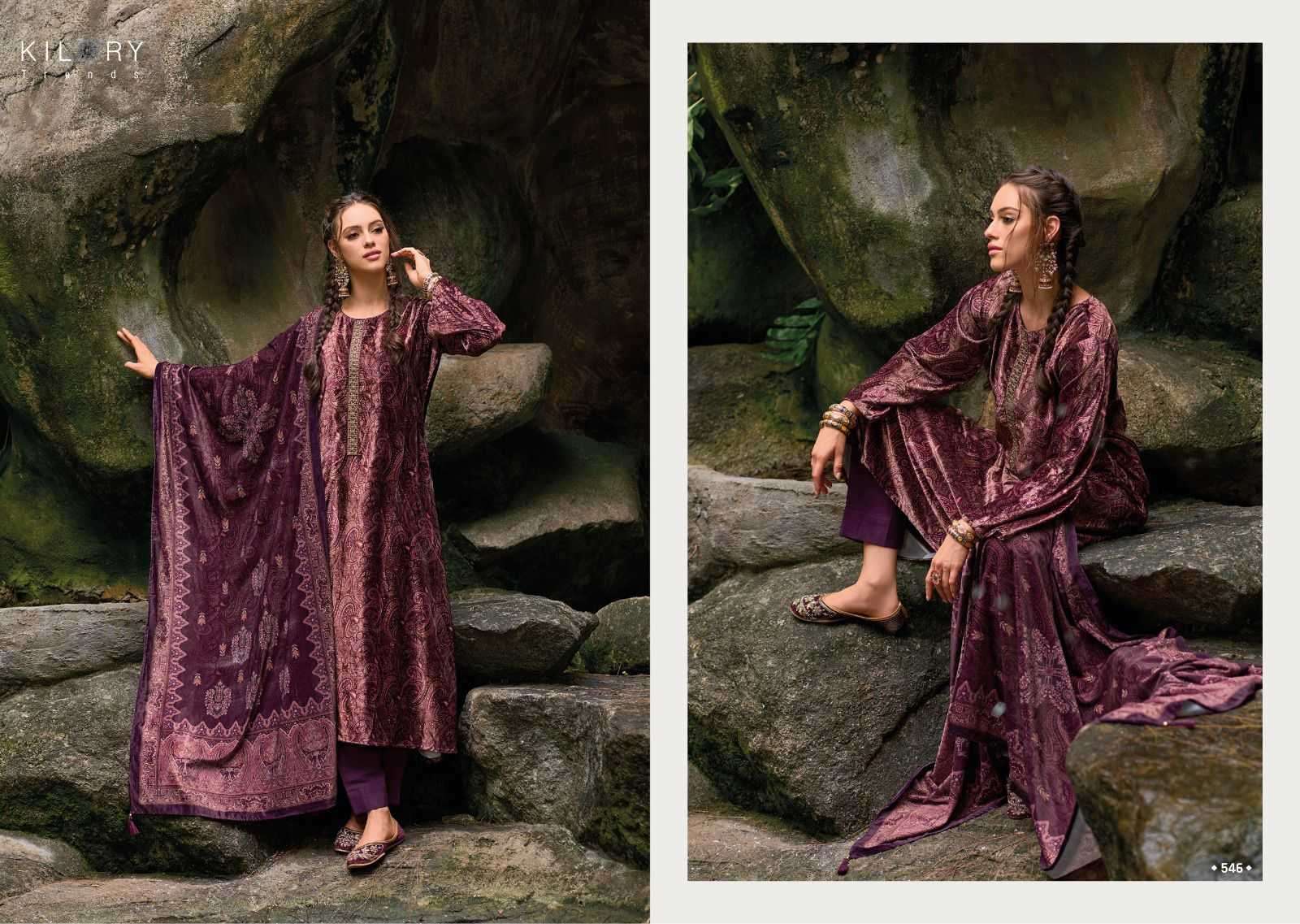 Kilory Party Wear Purple Unstitched Women Velvet Suit Dress Material –  Stilento