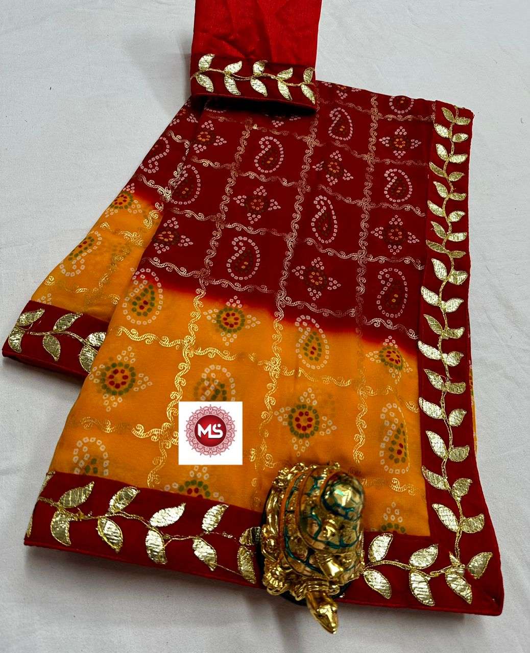 ms brand bandhni designer georgette bandhani saree