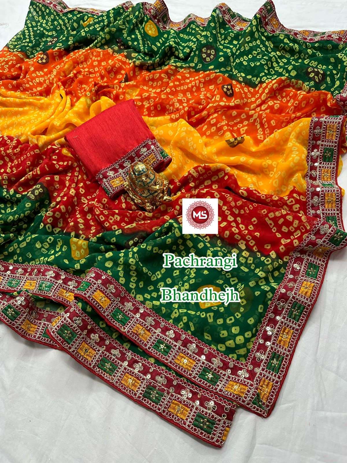 ms brand designer georgette saree 