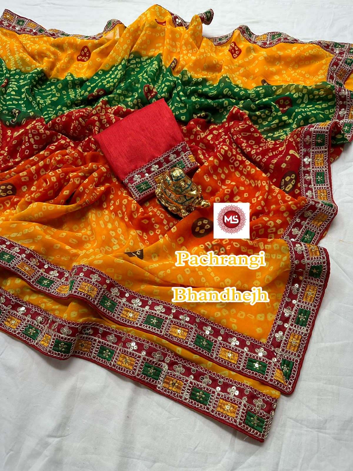 ms brand designer georgette saree 