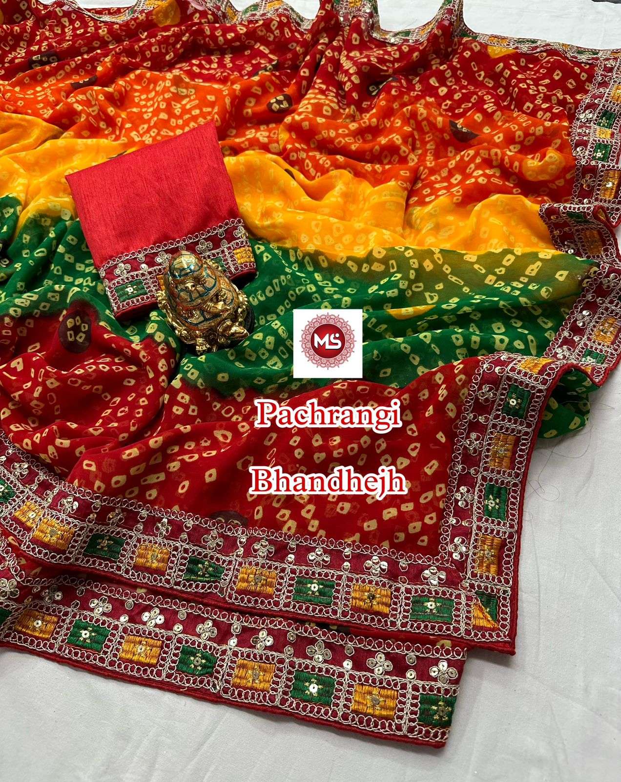 ms brand designer georgette saree 