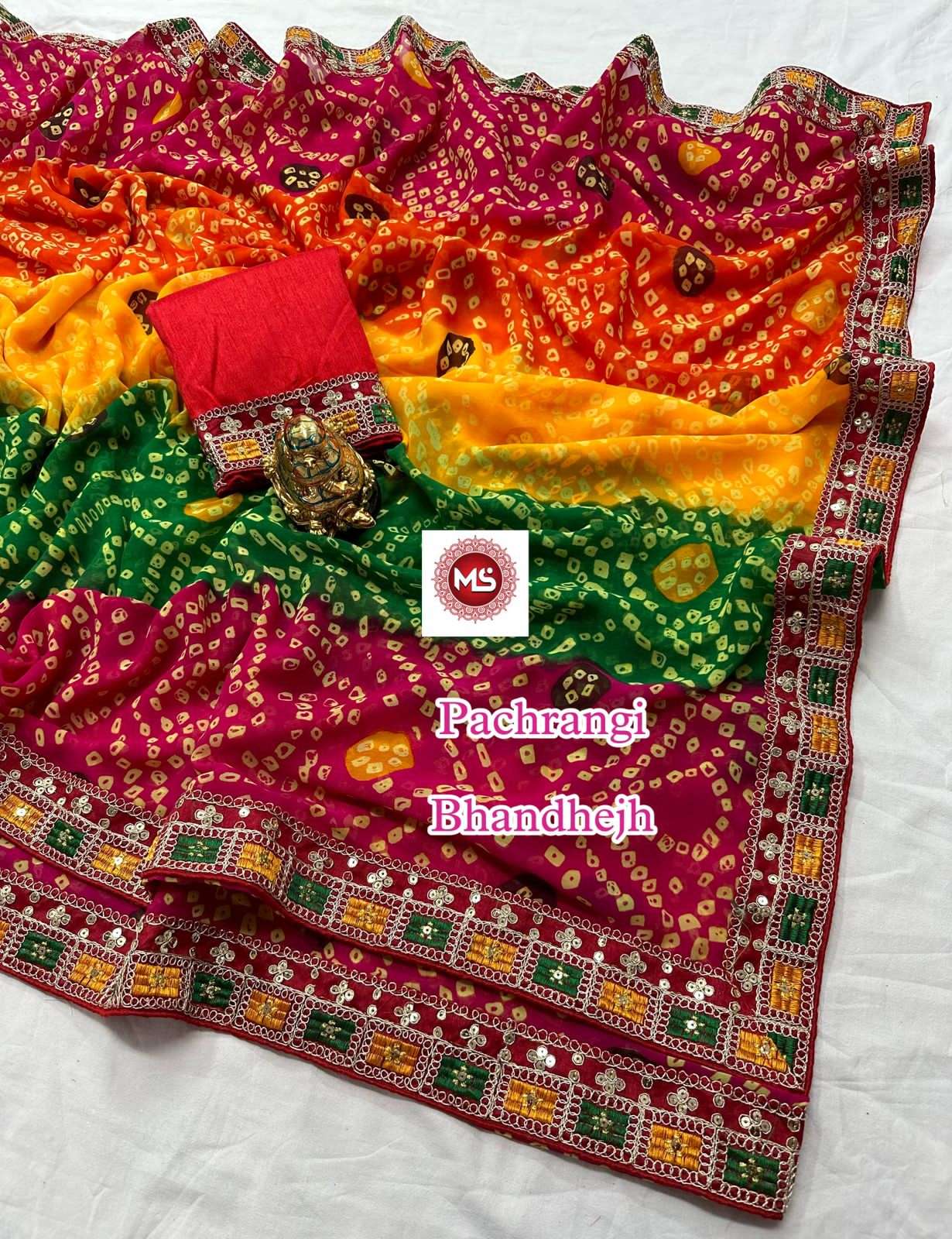 ms brand designer georgette saree 