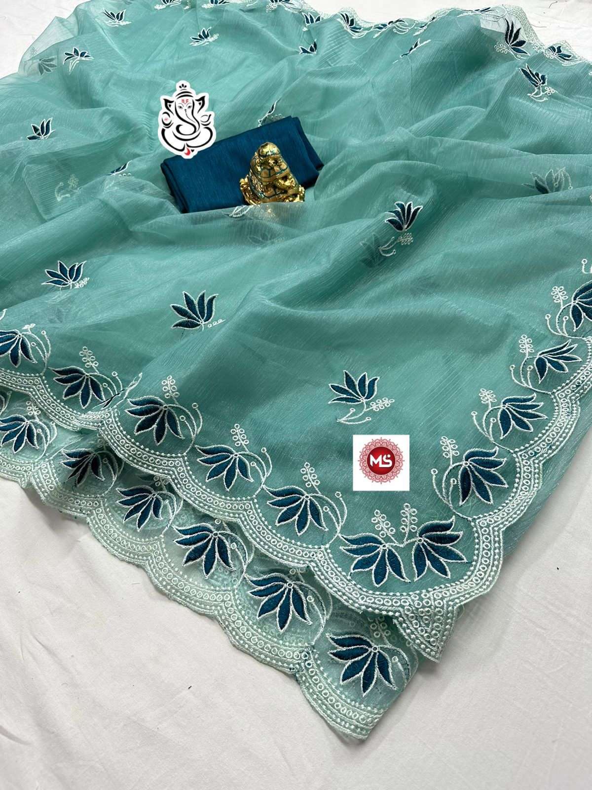 ms brand designer soft organza simmer saree