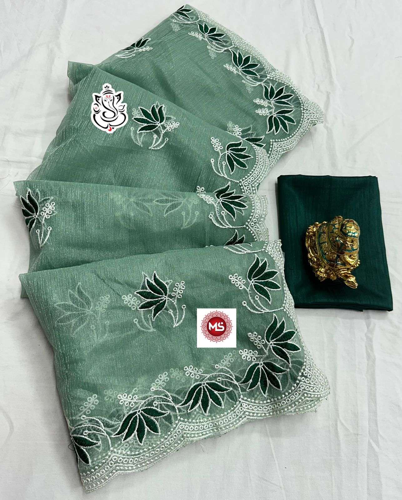 ms brand designer soft organza simmer saree