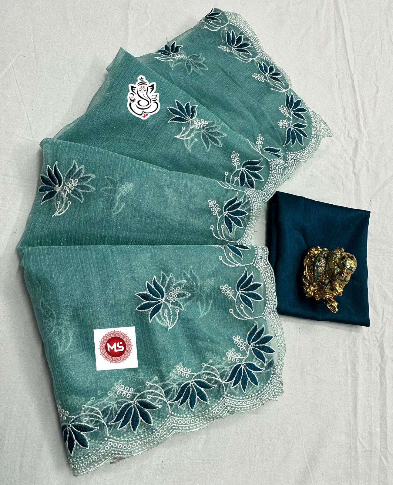 ms brand designer soft organza simmer saree