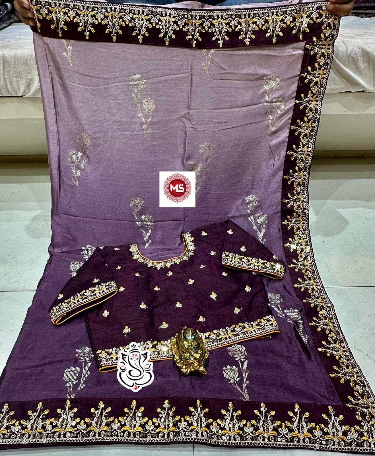 ms brand flower butta designer banglori silk saree