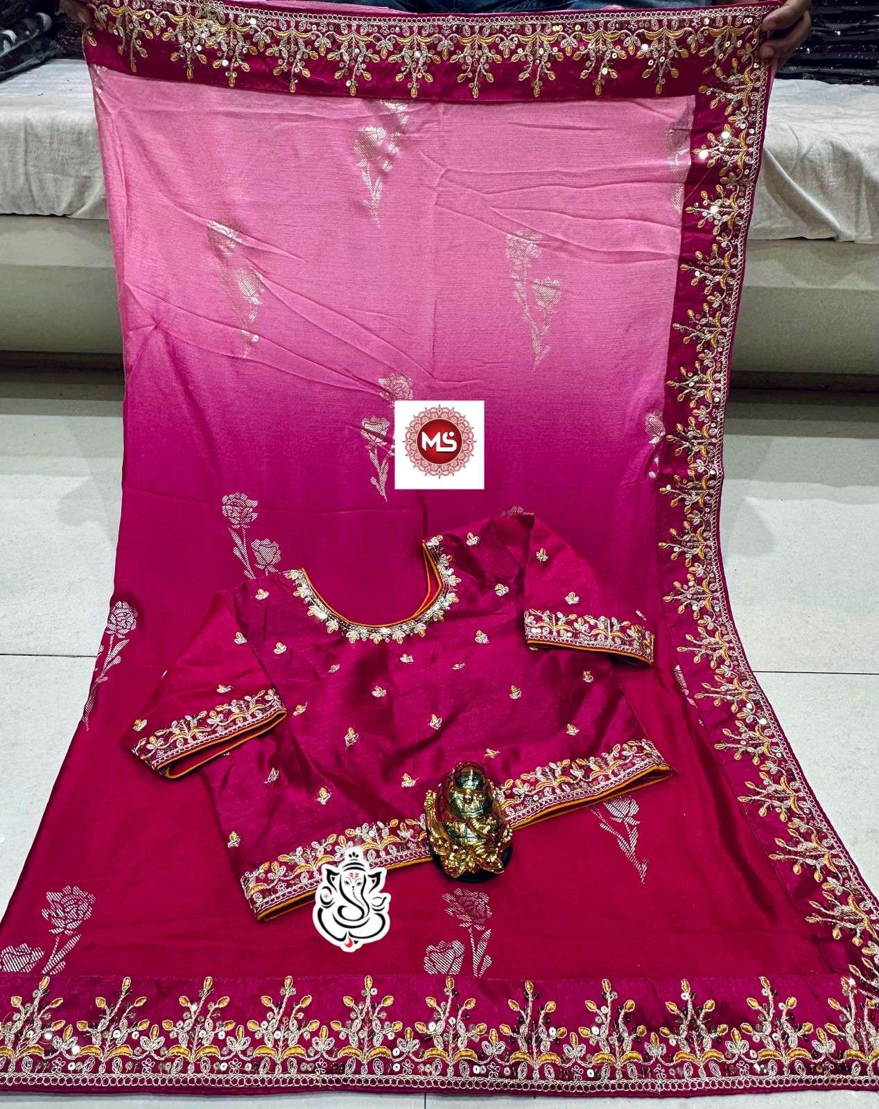 ms brand flower butta designer banglori silk saree